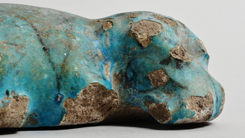 Faience hippopotamus found in tomb 477 at Matmar. (EA 63713)